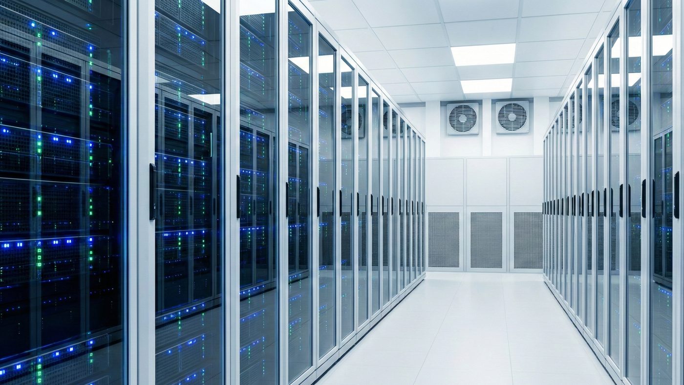 AI Generated Picture inside a modern data center, symbolizing ADIA's strategic focus on technology and digital infrastructure sectors.