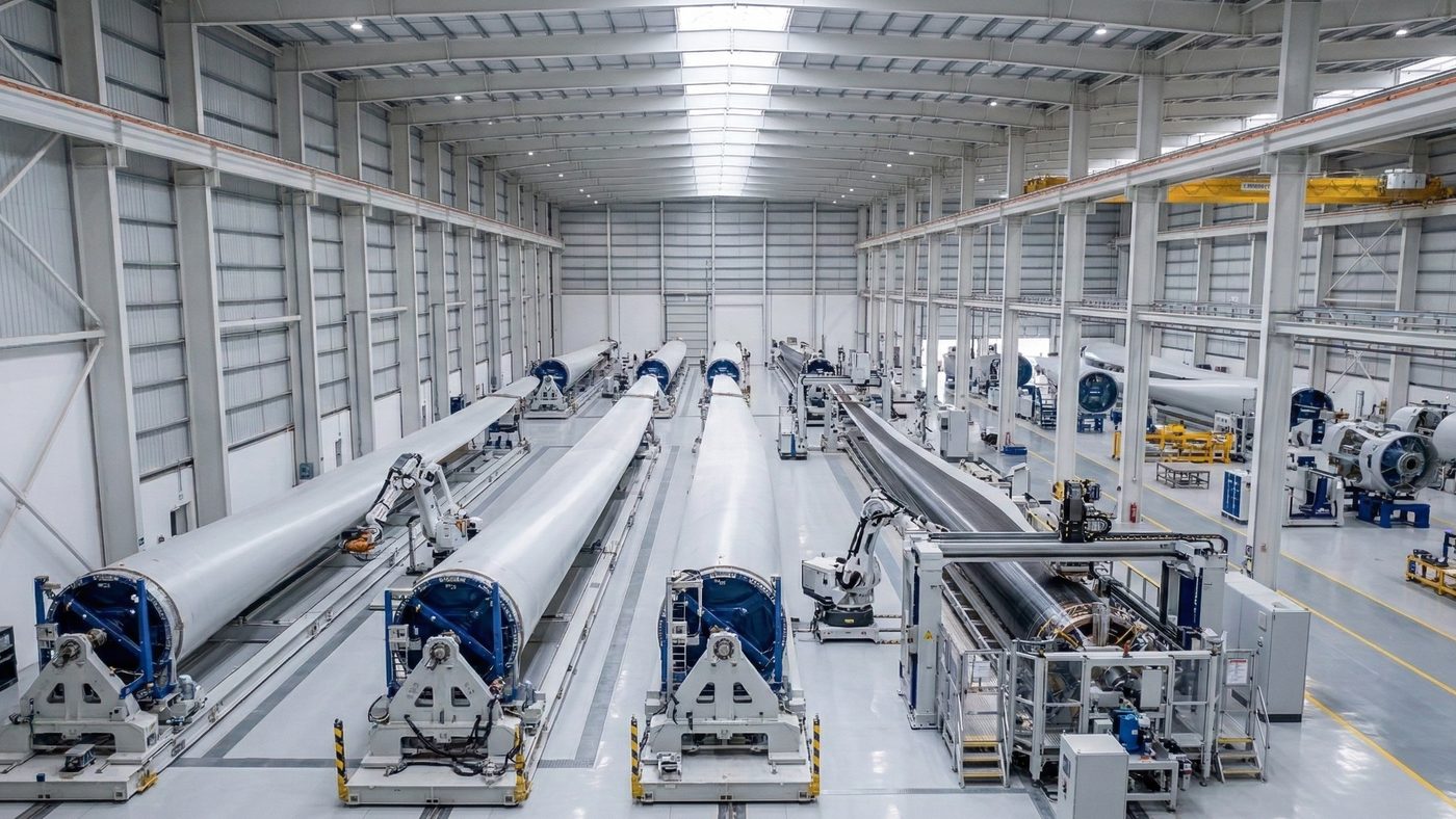 AI Generated Picture of The Clean and High-Tech Interior of Mawarid Green Technologies Factory, Dedicated to Full-Value Chain Local Manufacturing in Oman.