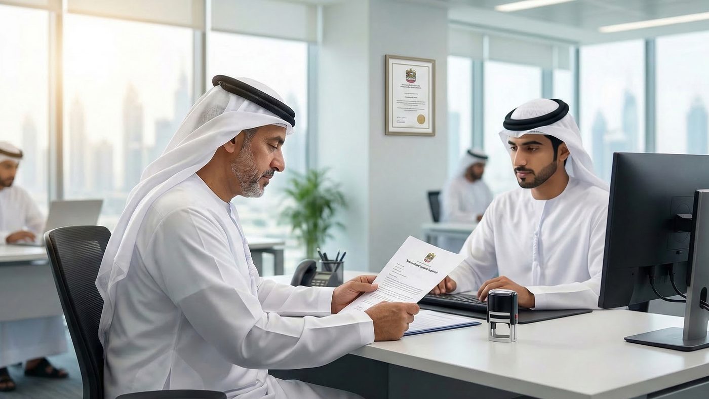 AI Generated Picture of a business meeting in a modern Dubai office, symbolic of a telemedicine platform receiving official regulatory approval.